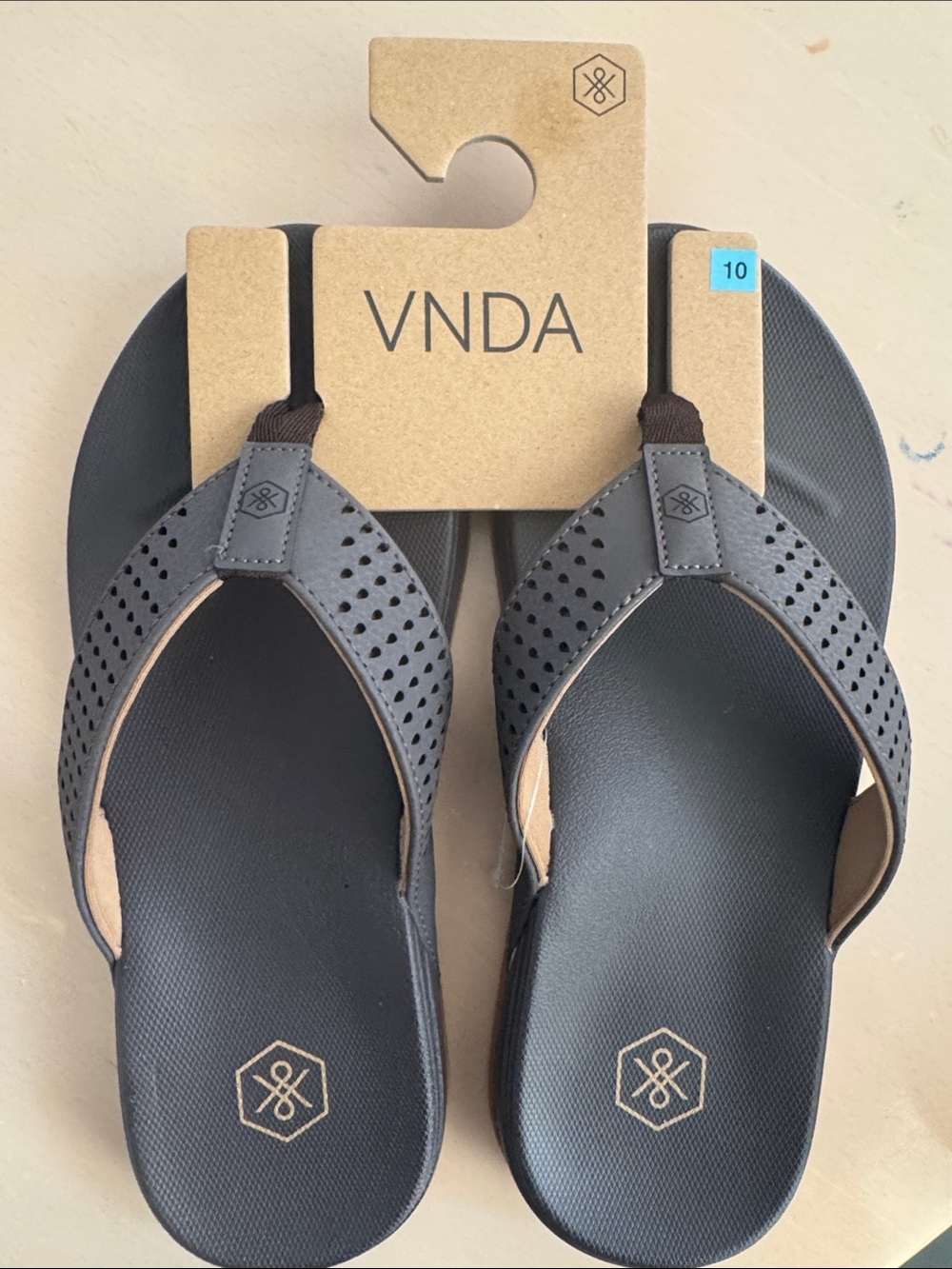 NEW Men’s Charcoal Perforated Thong Sandals